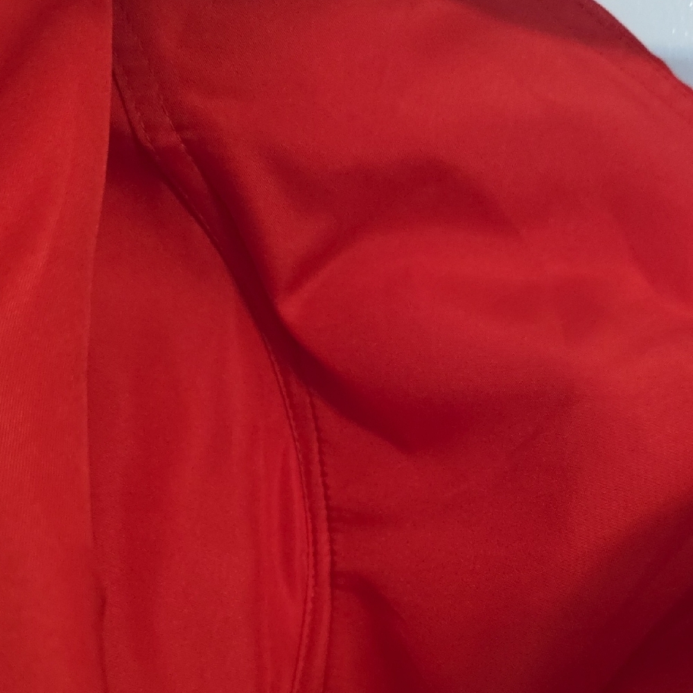 Nwot One-Shoulder Red Wide-Leg Jumpsuit with Sheer Draped Sleeve - Picture 11 of 11